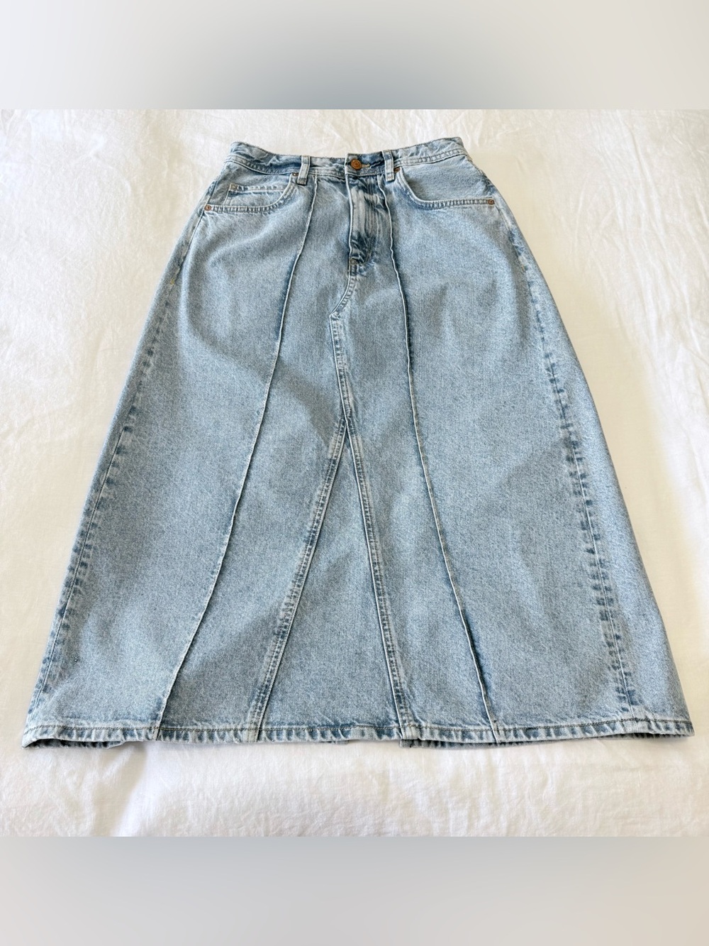 Pilcro | SZ 6 | Blue Denim Midi Skirt Boho Casual Western Retro Anthropologie